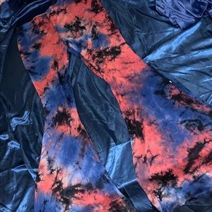 Wide leg tie dye pants fit and flare